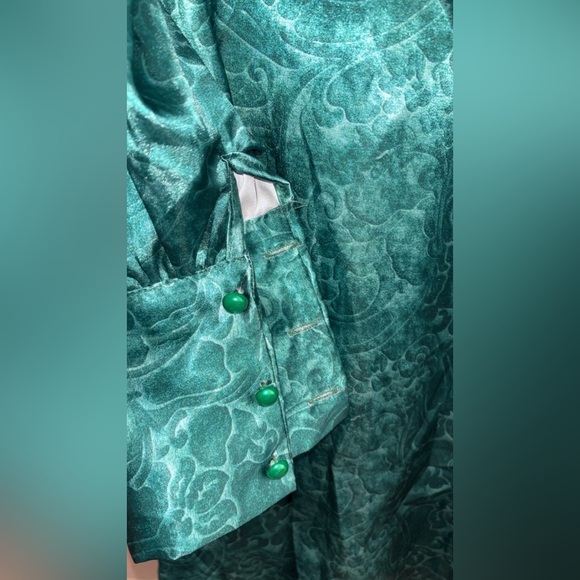 Green Teal Floral Mini Dress Size Large (8-10) P2P 16” - Picture 4 of 4